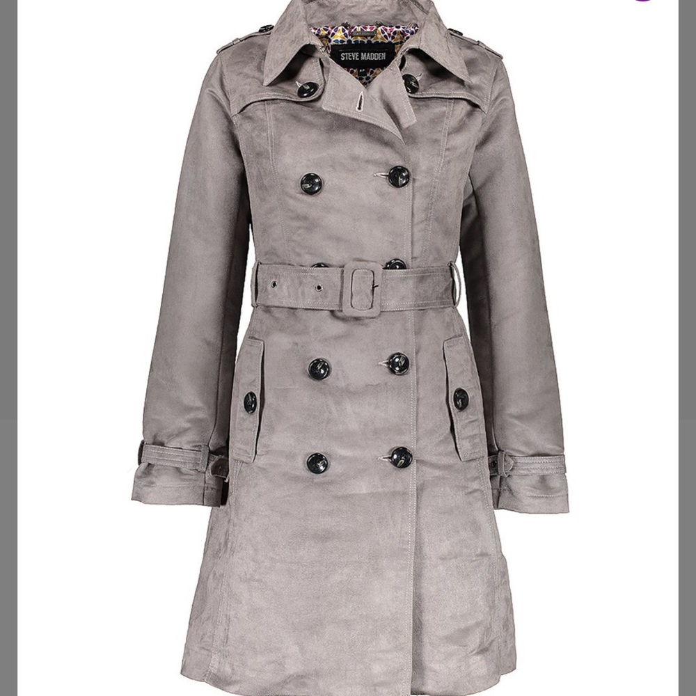 NWT Steve Madden Women’s Faux Suede Double Breasted Trench Coat